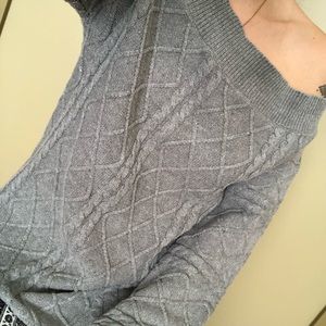 Grey Off the Shoulder Knit Sweater
